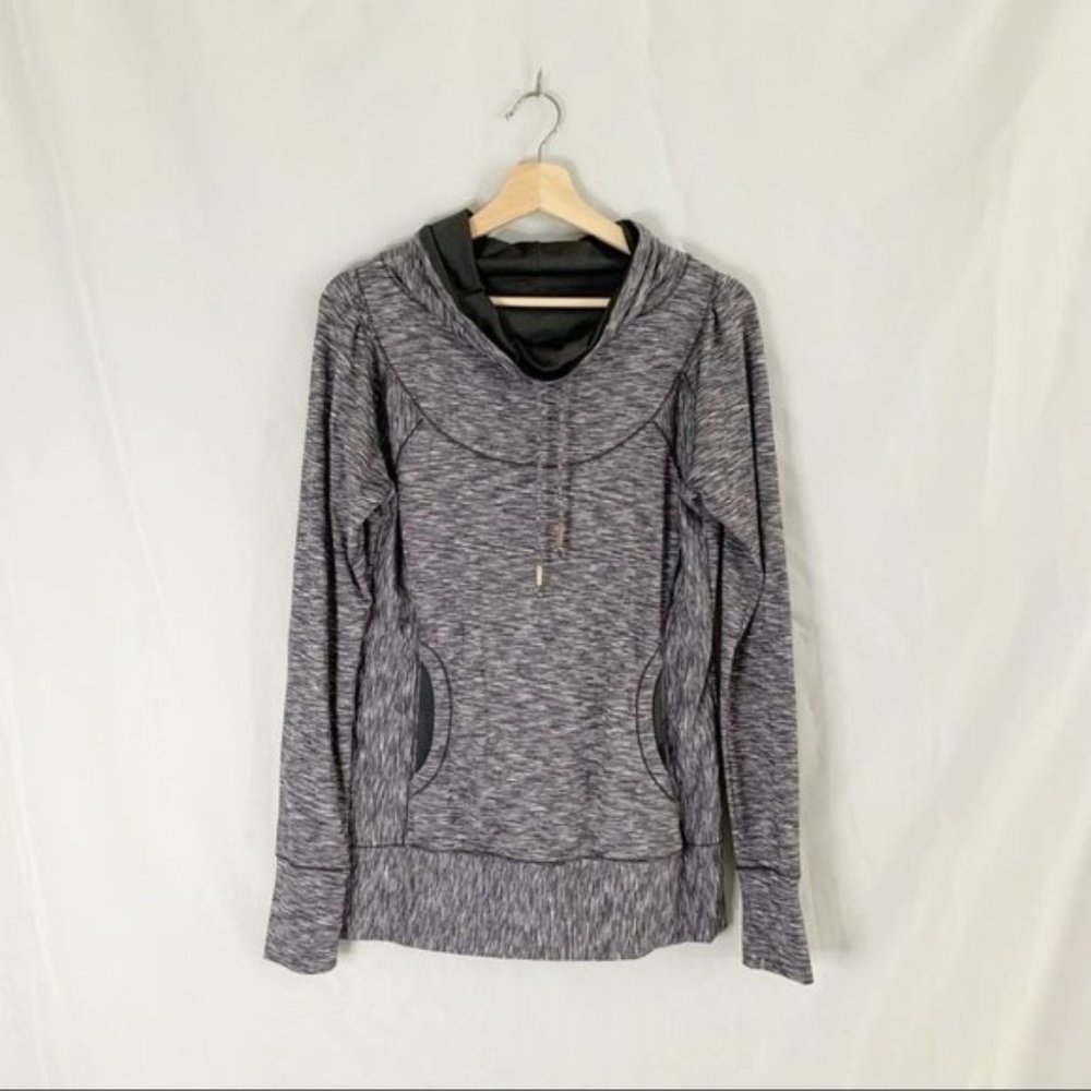 Prana Heathered Grey Pullover Base layer Sweater Long Sleeve Cowl Neck  Large L